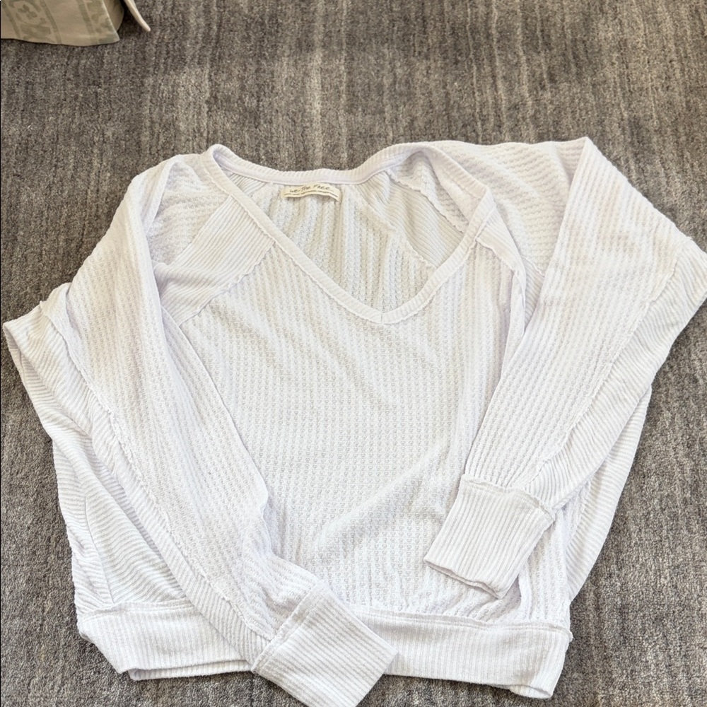 White V-Neck Ribbed Women's Top We The Free